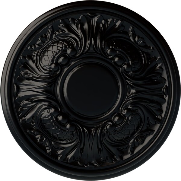 Ekena Millwork Wakefield Ceiling Medallion (Fits Canopies up to 3 5/8"), Hnd-Painted Jet Black, 11 3/4"OD x 1 1/4"P CM11WABLF - main